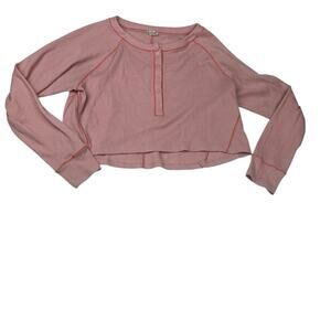 Intimately Free People size medium crop Pink Waffle Knit Long Sleeve Top